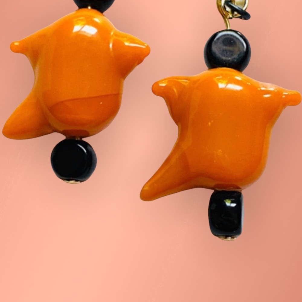 Cute Orange Ghost Earrings Dangle - Picture 2 of 5